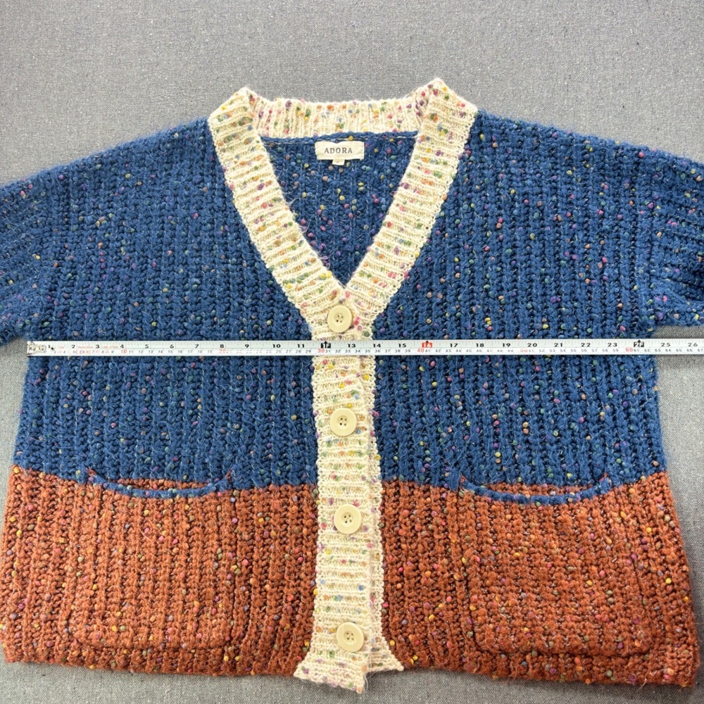 Adora Womens OSFA Colorblock Confetti Knit Cardigan Blue Terracotta - Picture 5 of 7